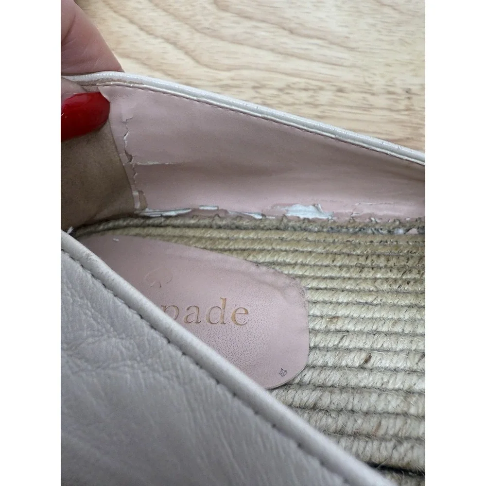 Kate‎ Spade Garden Espadrille Slip-On Flats Loafers Ivory Black Size 7B #43
